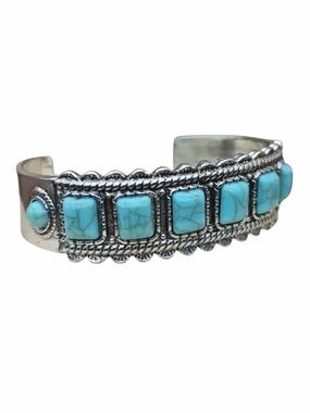 Bohemian Silver and Turquoise Adjustable Cuff Bracelet NWOT
